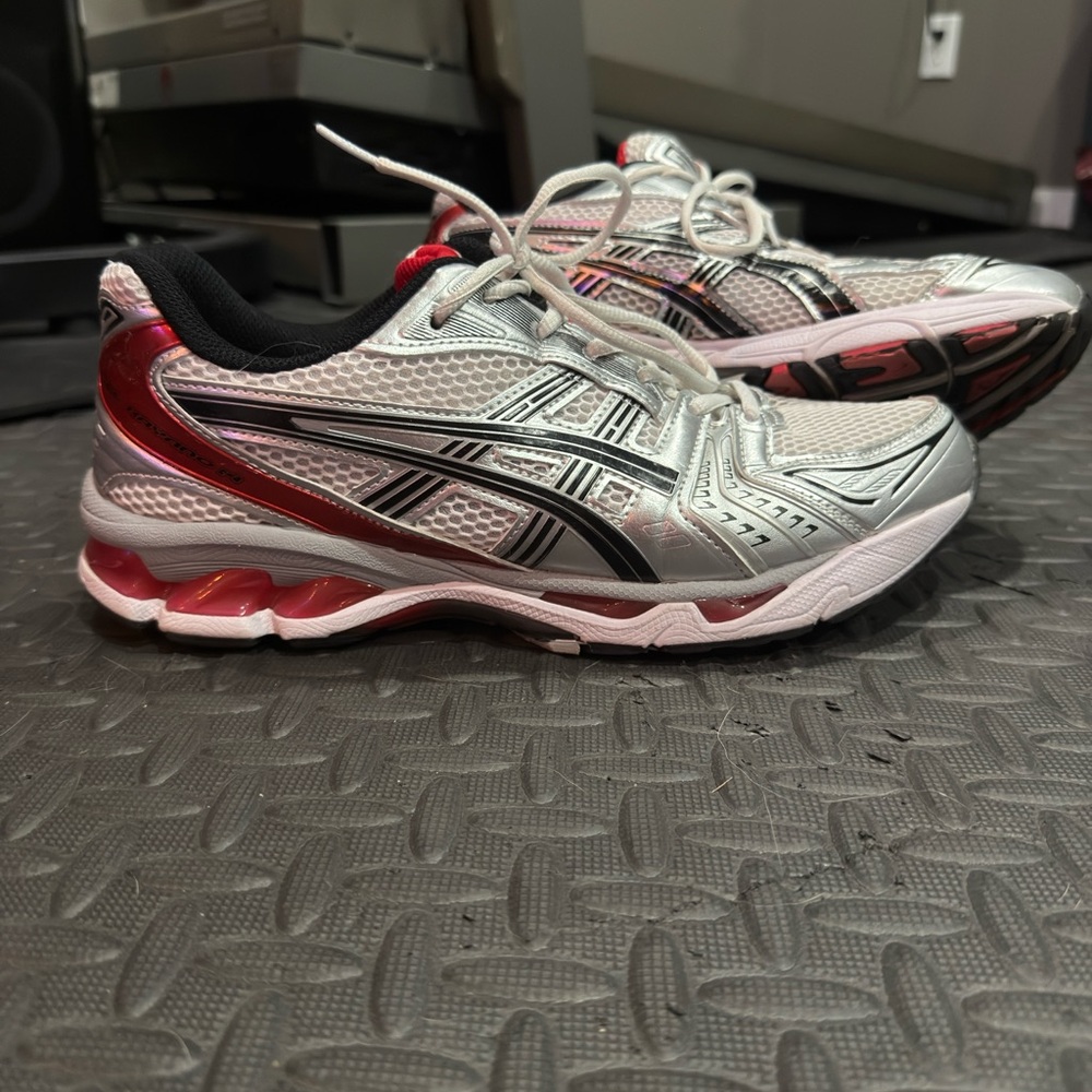 Asics White and Red Athletic Sneakers